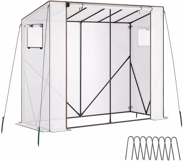 tectake Anton Plastic and Steel Greenhouse in Transparent, W/D/H: 200 x 77 x 170 cm