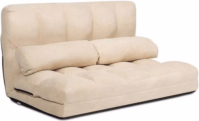 KORVIXA Beige 6-Position Adjustable Floor Sleeper Seat for your Living Room, W/D: 100 x 100 cm