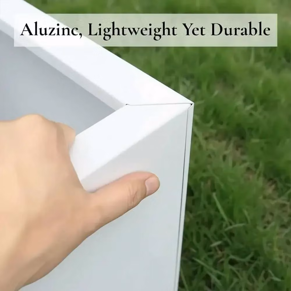 Access Garden Products Matte White Galvanised Steel Trough Planter W: 75 cm, D: 32 cm, H: 32 cm – 7