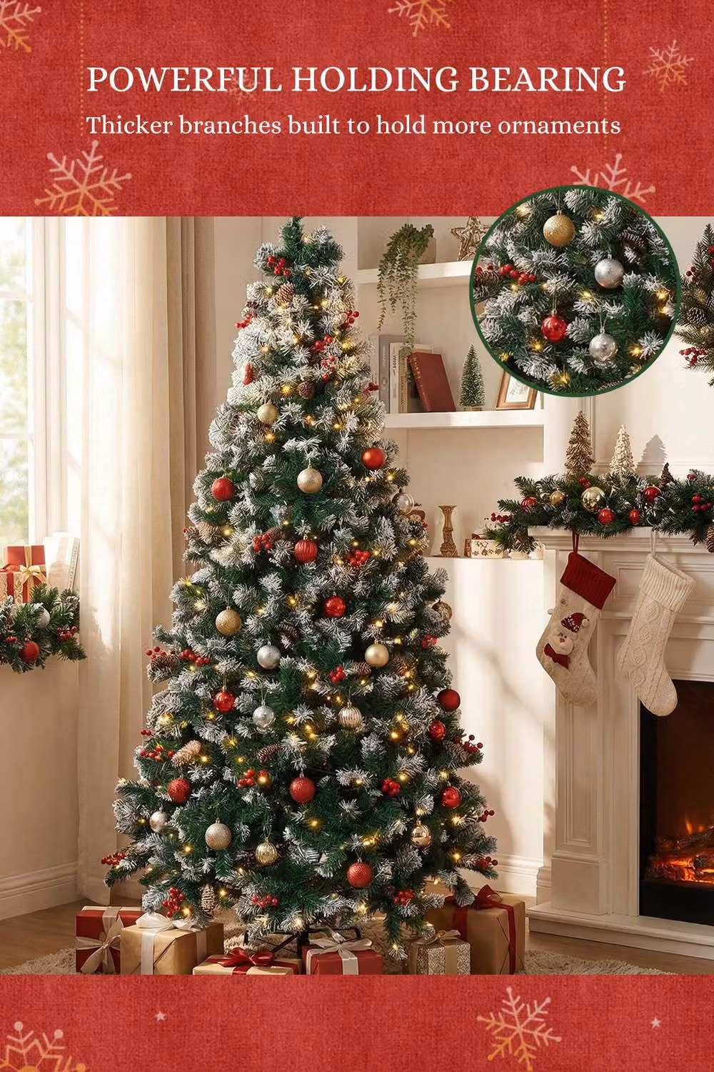 Living and Home Artificial Christmas Tree with Metal Stand, Green, Height: 180 cm – 3