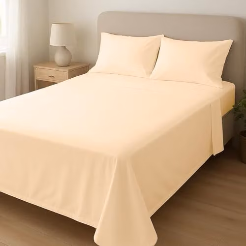 Home Sweet Home UK Microfibre Super King Size Flat Sheet, Beige, W: 180 cm, D: 200 cm – 1