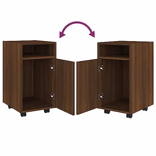 vidaXL Brown Oak Side Cabinet with Castors, Engineered Wood Living Room Sideboard and Home Organiser – 4