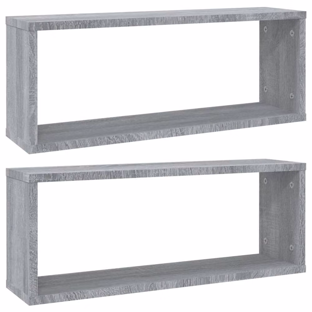 Berkfield Home Wall Cube Shelves, 2 Piece Set in Grey Sonoma, W: 60 cm, D: 15 cm, H: 23 cm – 2