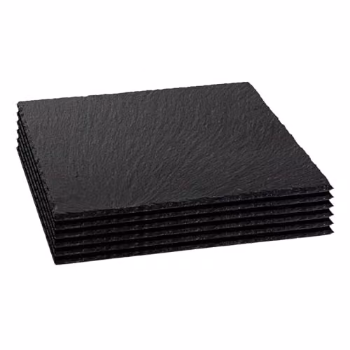 Argon Tableware Square Black Slate Placemats, Pack of 6, 33 cm – 1