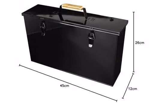 Valiant Metal Ash Carrier with Lid and Handles, Black, W: 45 cm, D: 26 cm, H: 12 cm – 6