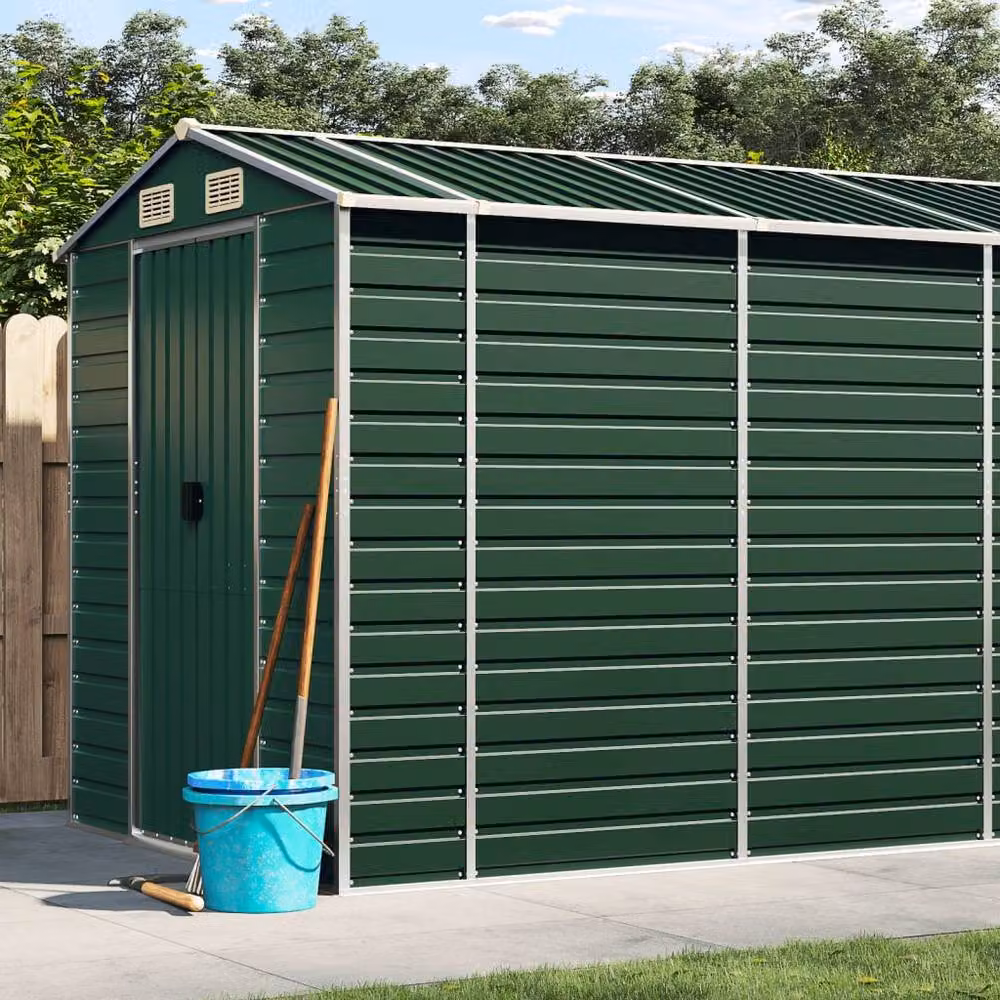 Berkfield Home Green Galvanised Steel Gable Garden Shed W/D/H: 191 x 89.5 x 198 cm – 2