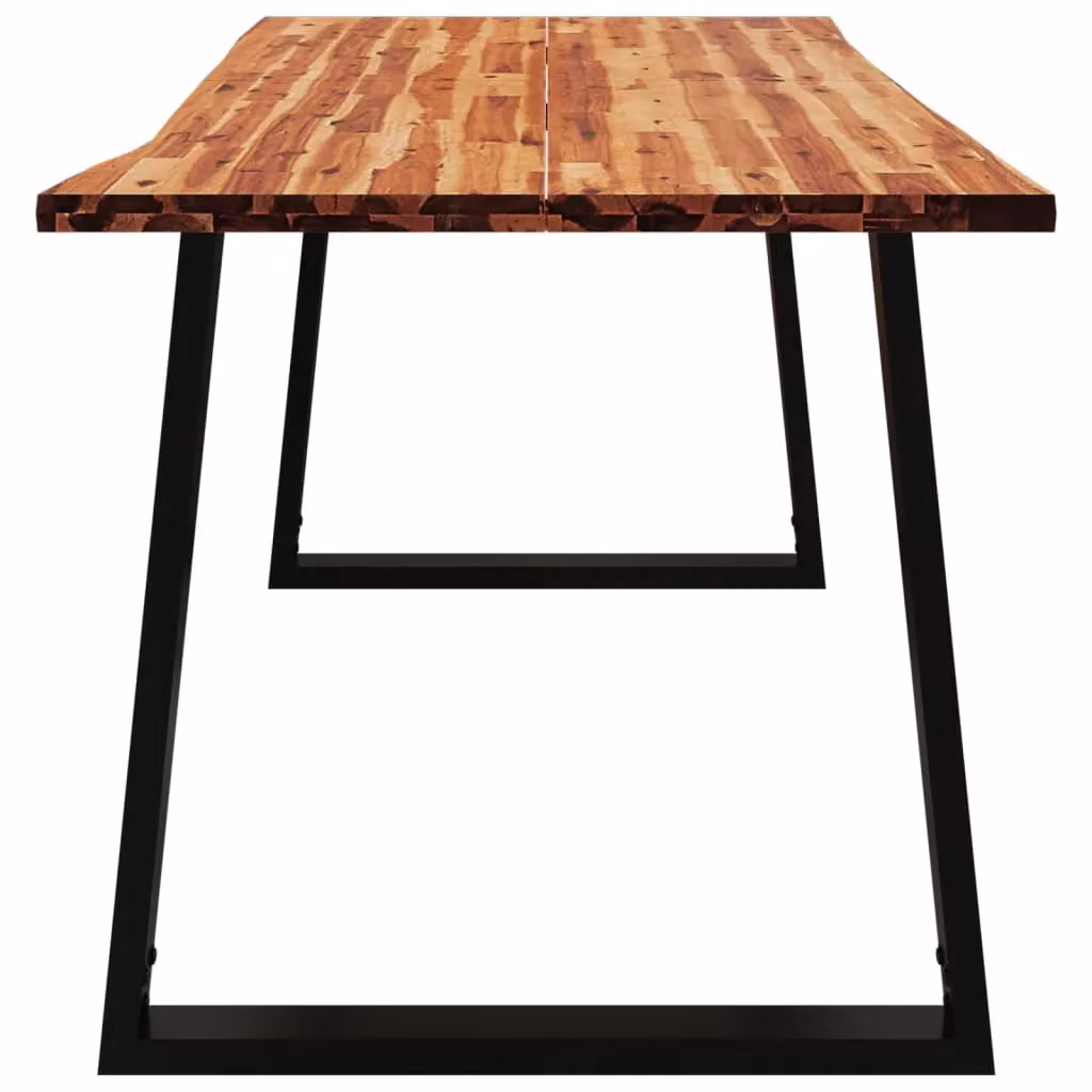 Berkfield Home Live Edge Acacia Solid Wood Dining Table in Brown, W/D/H: 160 x 80 x 75 cm – 3