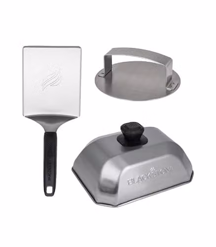 Blackstone Burger Preparation Set in Black, Grey and Silver Stainless Steel