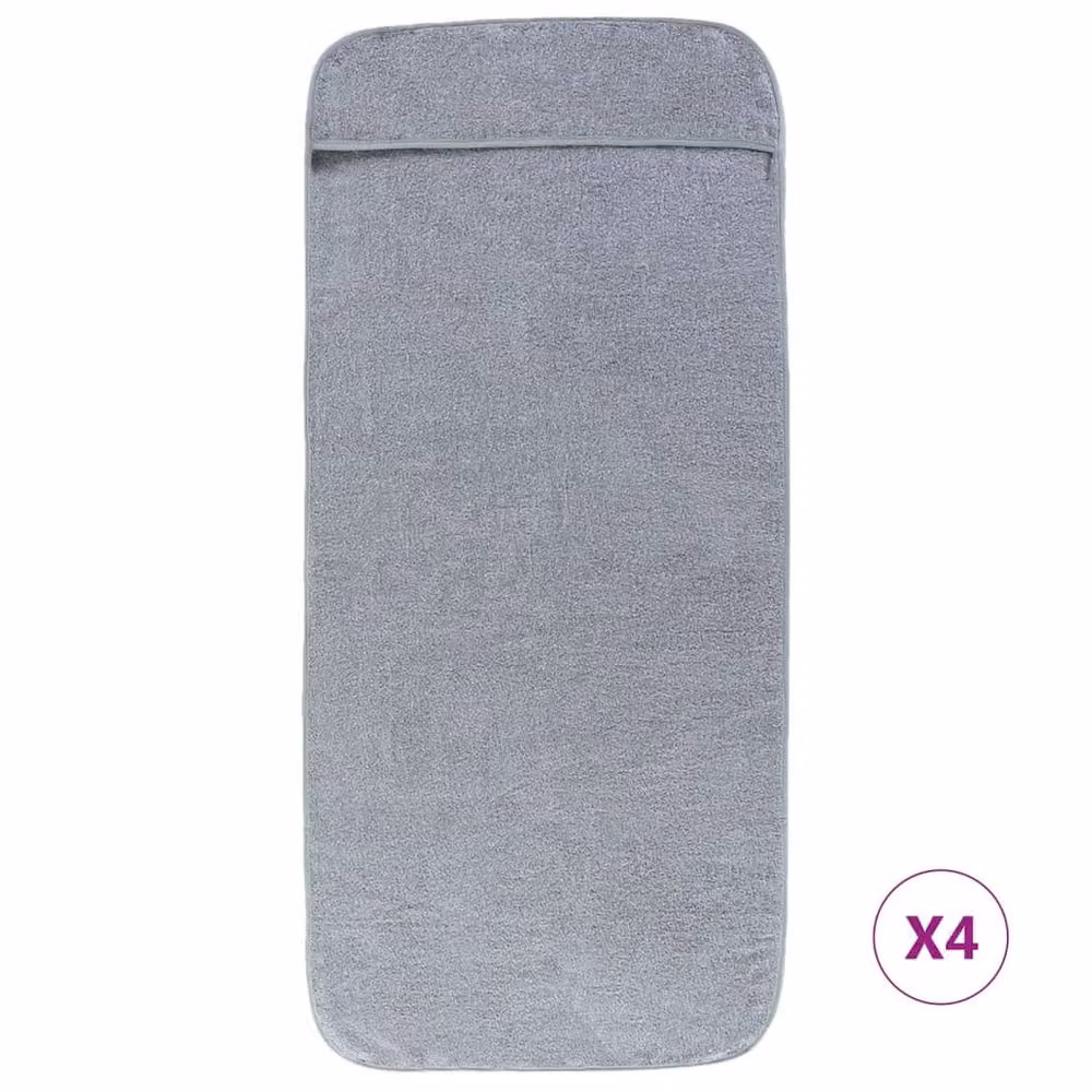 Berkfield Home Set of 4 Grey Quick-Drying Fluffy Beach Towels, W/H: 60 x 135 cm, 400 GSM – 1