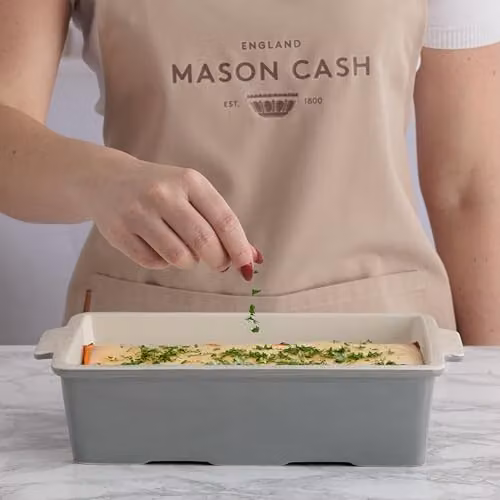 Mason Cash Rectangular Stoneware Lasagne Dish in Grey and Multicolour, 2.5 l – 2