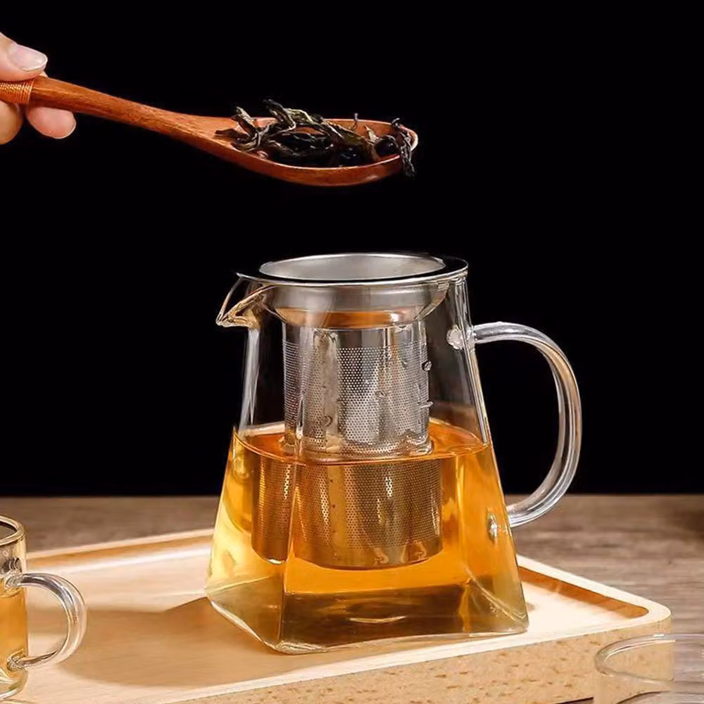 Living and Home Clear Square Glass Teapot with Silver Infuser, 550ml – 7