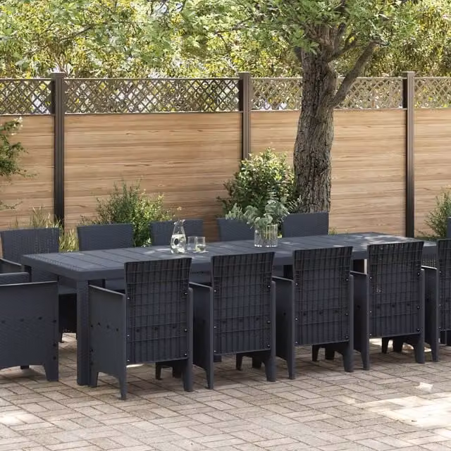 Berkfield Home 13 Piece Anthracite Poly Rattan Modern Garden Dining Set