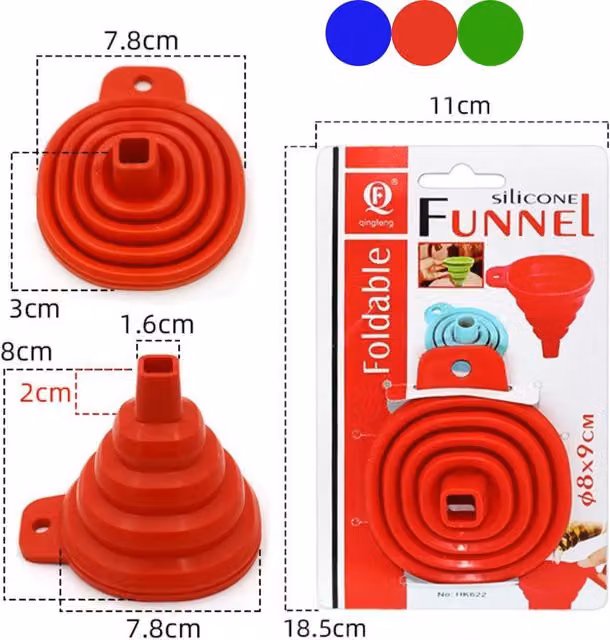 KDMK Red Collapsible Silicone Funnel