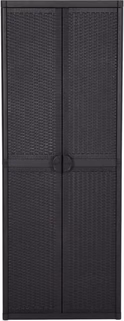 Berkfield Home Garden Storage Cabinet in Black PP Rattan, W/D/H: 65 x 45 x 172 cm – 1