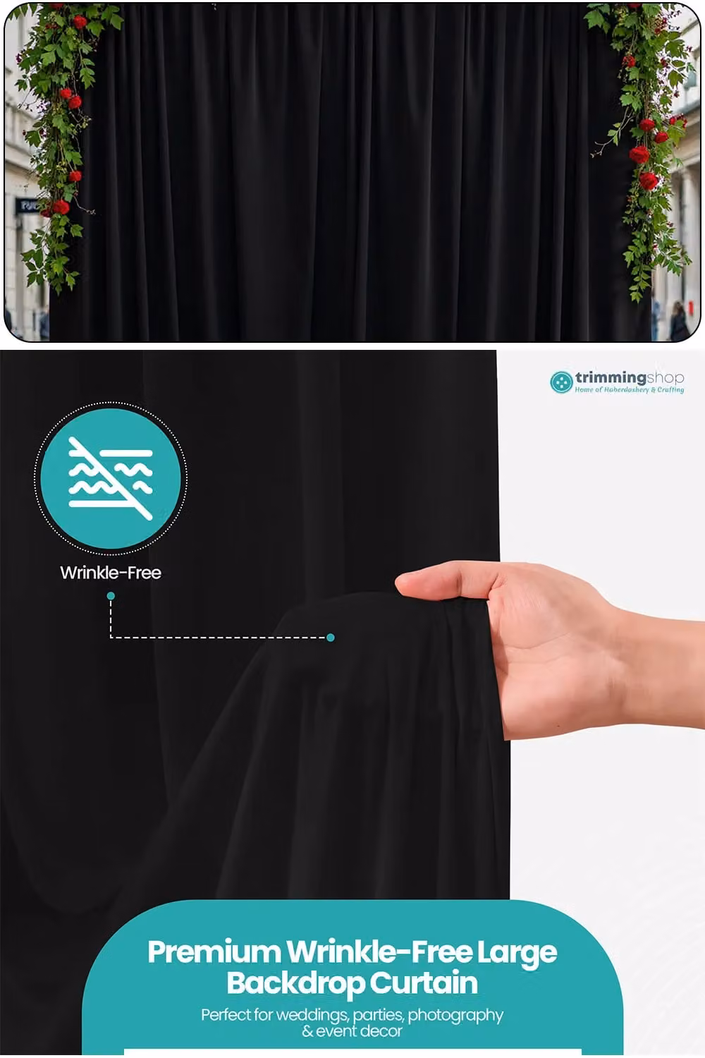 Neel Blue Wrinkle-Free Polyester Spandex Backdrop Panel in Blue and Black, 4 x 4 Metres – 3