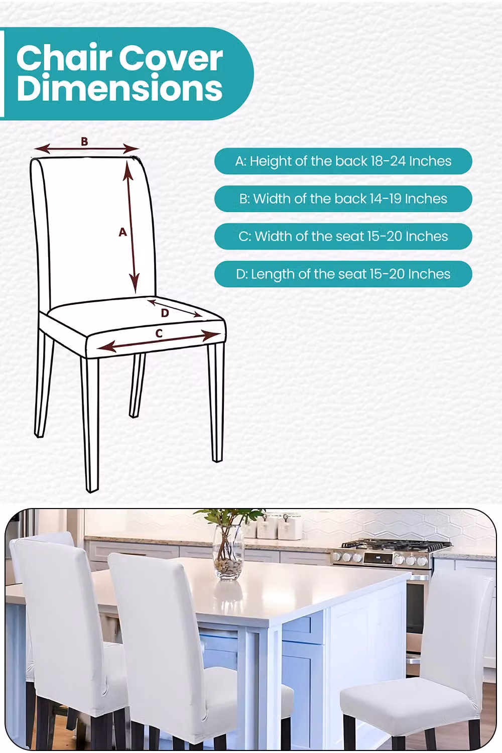Neel Blue Silver High-Back Armless Dining Chair Protective Slipcover in Stretch Spandex – 1