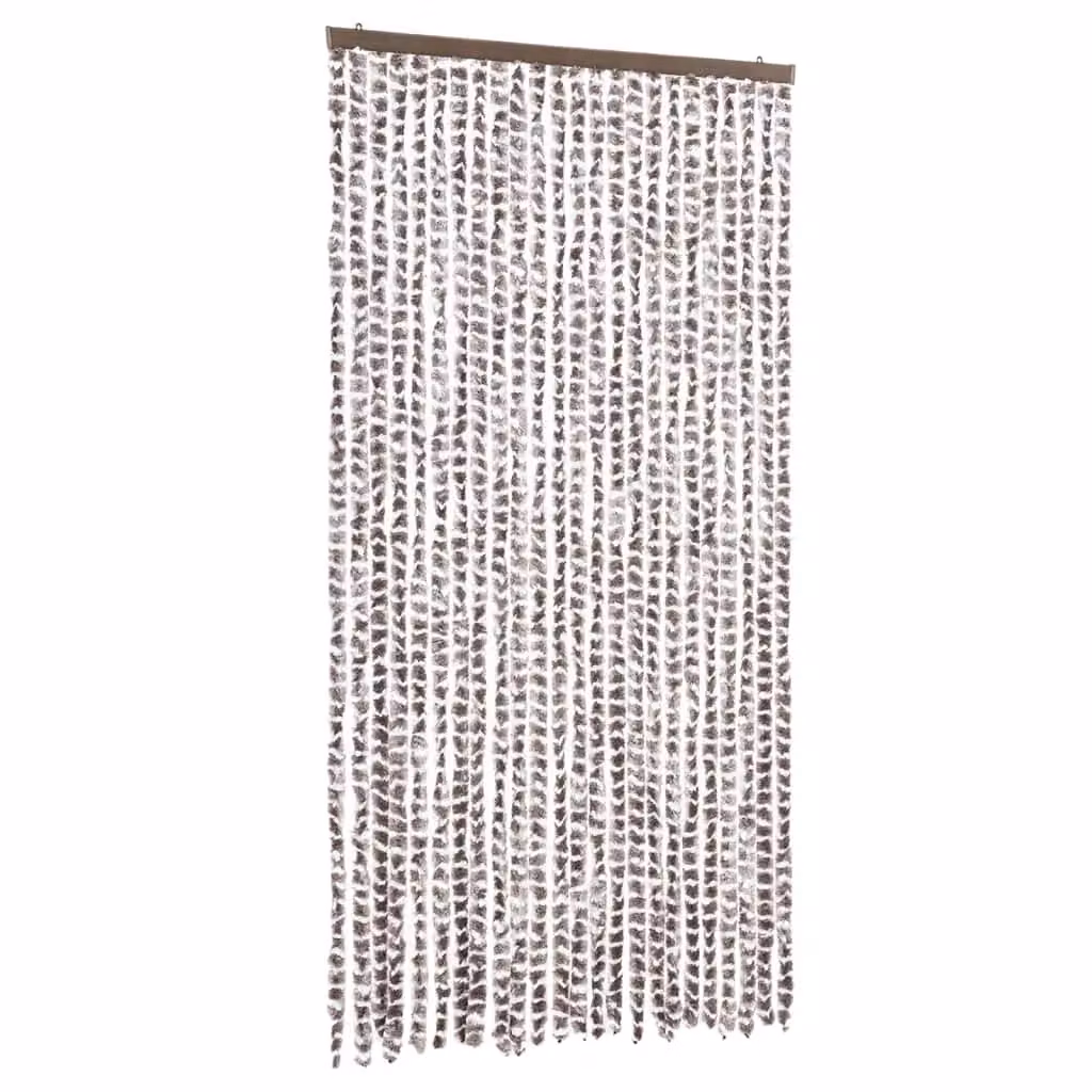 Berkfield Home Chenille Insect Curtain in Beige and White, W/H: 100 x 220 cm – 2