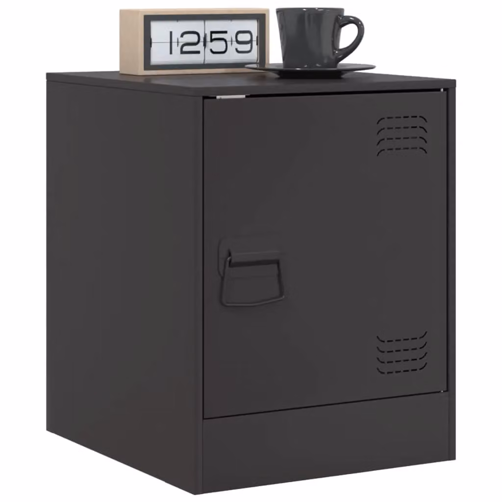 Berkfield Home Set of 2 Black Metal Bedside Cabinets, W/D/H: 34.5 x 39 x 44 cm – 2