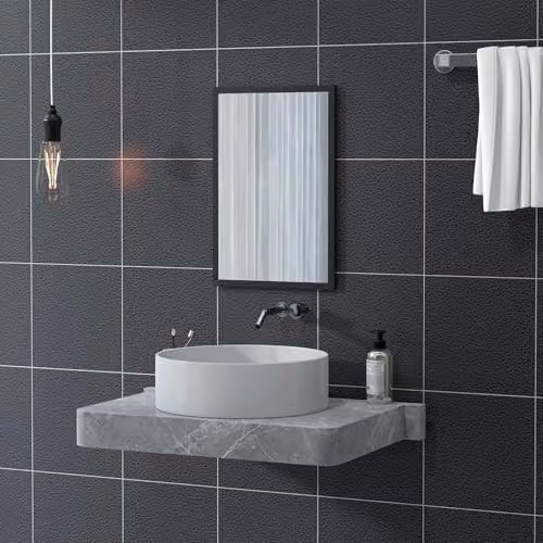 HOMCOM Modern Rectangular Wall-Mounted Glass Mirror, Black, W: 60 cm, H: 40 cm – 4