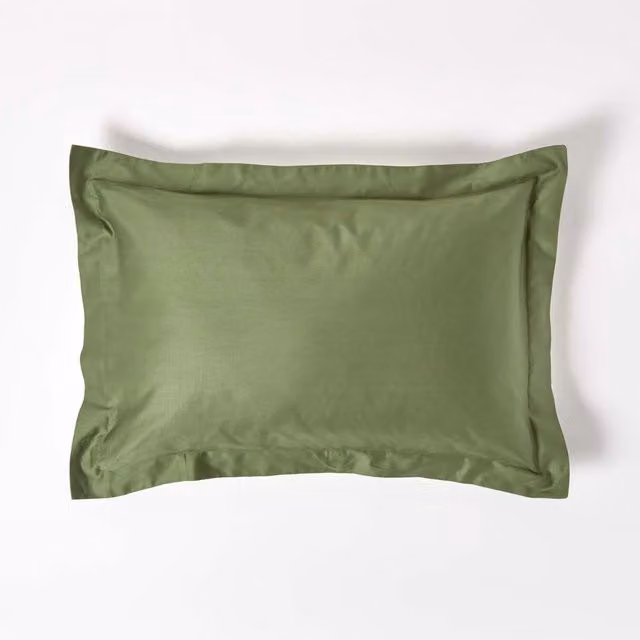 Homescapes Organic Egyptian Combed Cotton Oxford Style Pillowcase, Moss Green