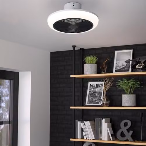 Eglo Sayulita Integrated LED Ceiling Fan in White and Black