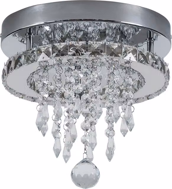 Living Star Modern Crystal Ceiling Light with Droplets in Silver and Chrome