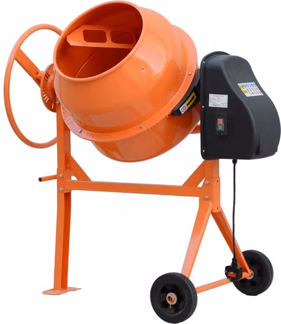 Darphe Portable Electric Concrete Mixer Trolley, 550W, Orange Steel