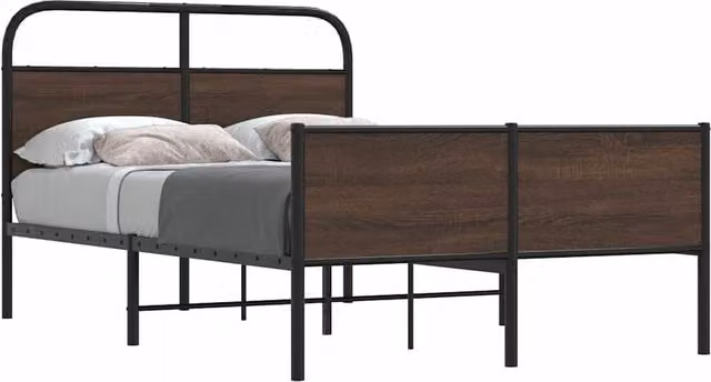 Berkfield Home Bed Frame in Brown Oak, W/D/H: 120 x 190 cm – 1