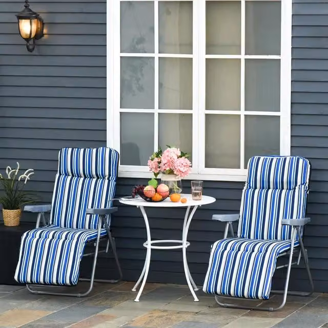 Chilli Seating Lola Reclining Garden Chair Set of 2 in Blue and Grey
