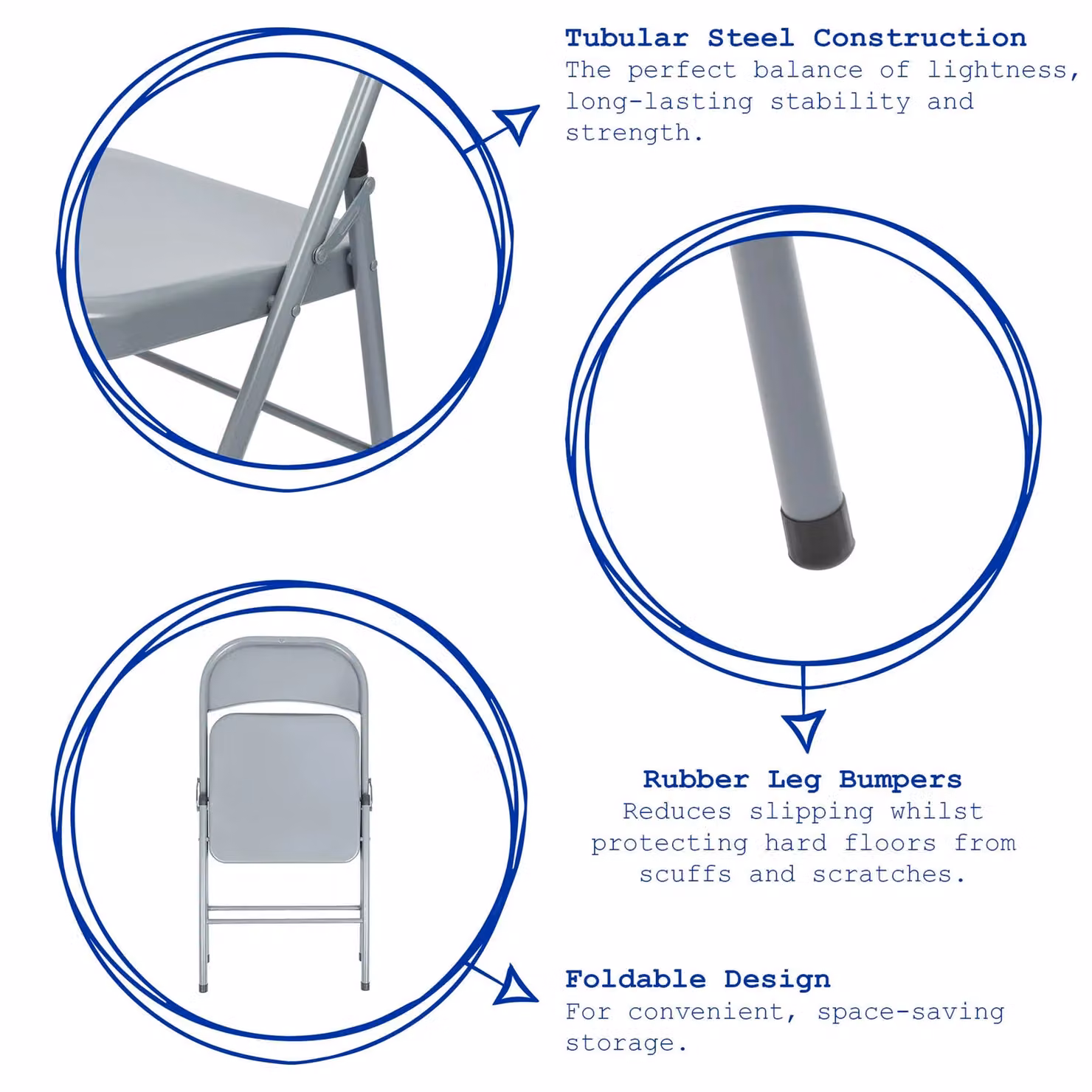 Harbour Housewares Pack of 4 Matt Black Metal Stackable Folding Chairs – 2