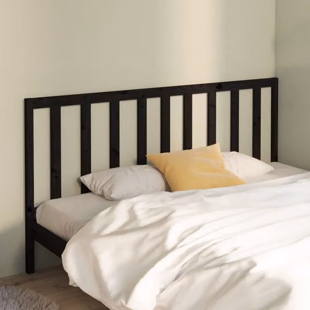 Berkfield Home Black Rustic Solid Pine Wood Bed Headboard W/D/H: 206 x 4 x 100 cm