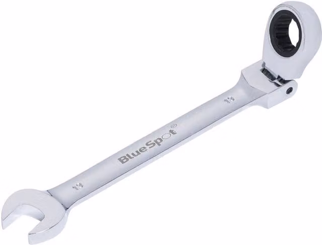 Bluespot Tools Combination Flexible Head Ratchet Spanner in Silver and Multicolour Chrome Vanadium Steel