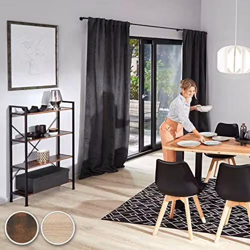 tectake Leeds 4-Tier Modern Bookcase with Adjustable Shelves in Brown, W/D/H: 67.5 x 31.5 x 121.5 cm – 3