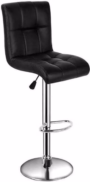 Nordara Pair of 2 Black Faux Leather Swivel Breakfast Bar Stools with Gas Lift