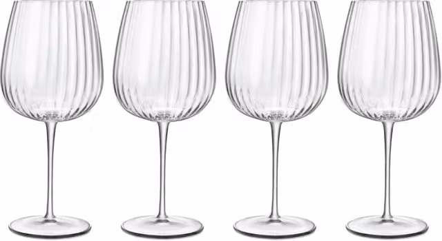 Bormioli Rocco Set of 4 Transparent Striped Cocktail Glasses