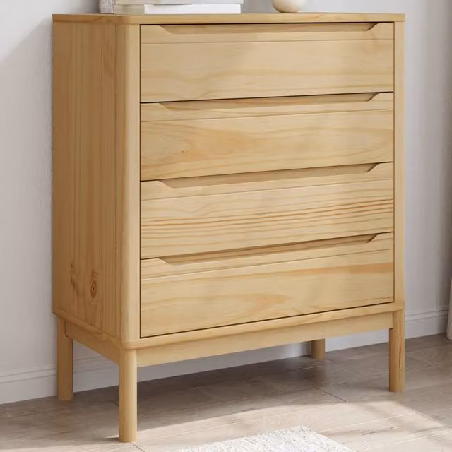 Berkfield Home Floro Wax Brown Solid Wood Pine Chest of Drawers – 1