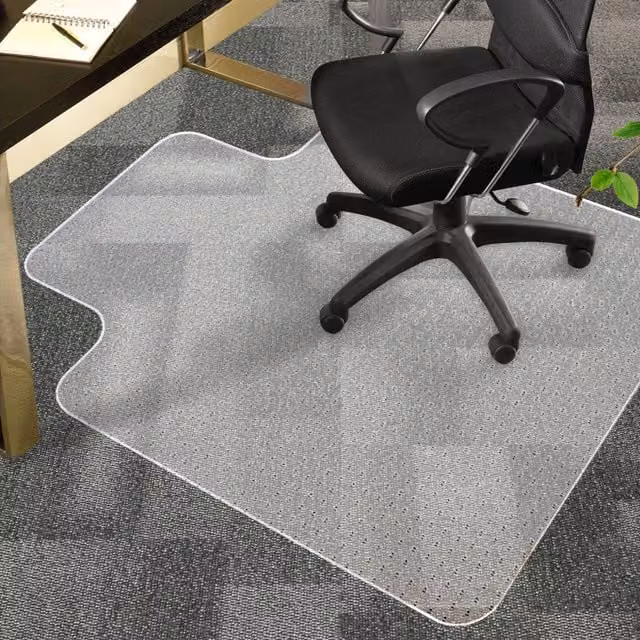 Marlow Non-Slip PVC Office Chair Mat with Pins, Clear, W: 120 cm, D: 90 cm
