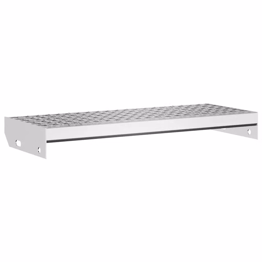 Berkfield Home Grate Step in Silver Galvanised Steel, W: 60 cm, D: 24 cm, H: 7 cm