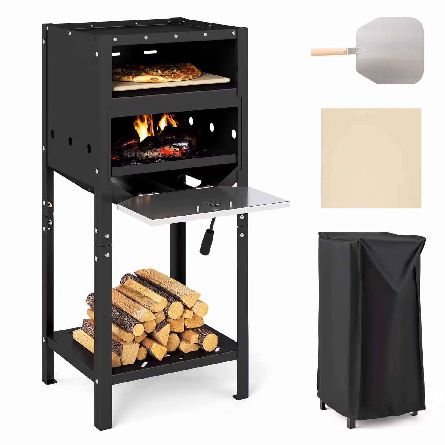 Costway Black Freestanding Wood-Fired Outdoor Pizza Oven – 8