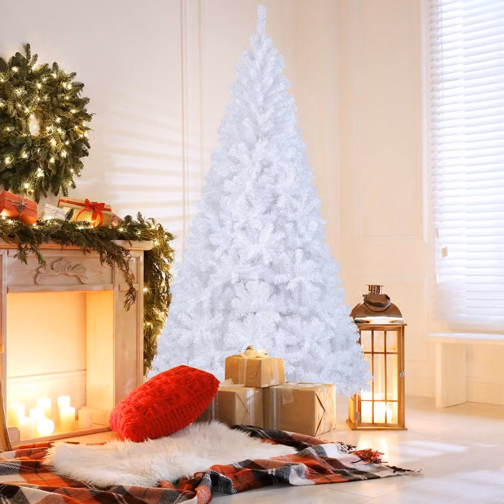 Gymax 240 cm White Christmas Tree with 1138 Branch Tips – 2