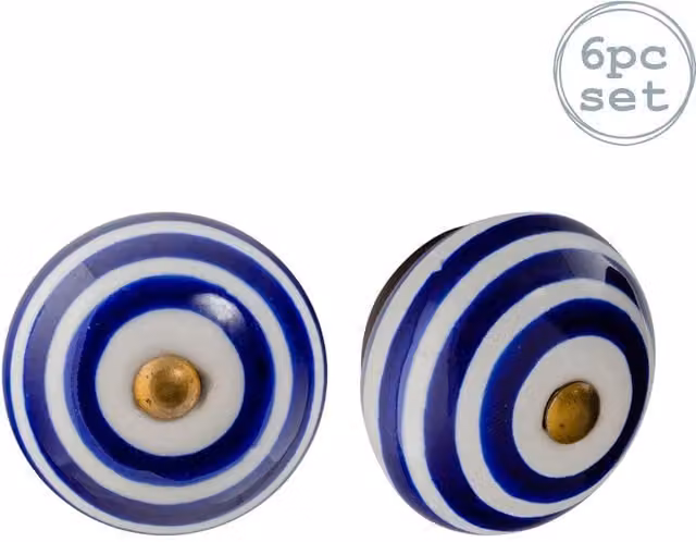 Nicola Spring Blue Ceramic Cabinet Knobs, Pack of 6