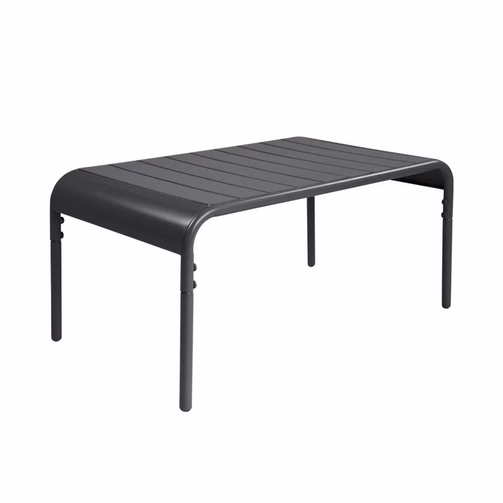 sweeek Rectangular Steel and Glass Garden Coffee Table in Matt Dark Grey, W: 90 cm, D: 50 cm, H: 40 cm – 2