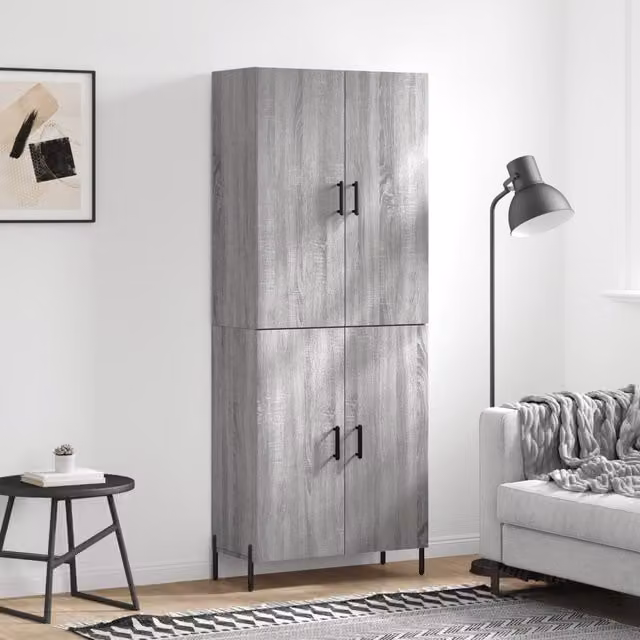 Berkfield Home Grey Sonoma Highboard, W: 69.5 cm, D: 34 cm, H: 180 cm