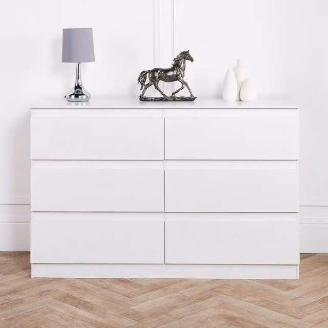 Home Treats White Minimalist Bedroom Matt Chest of Drawers