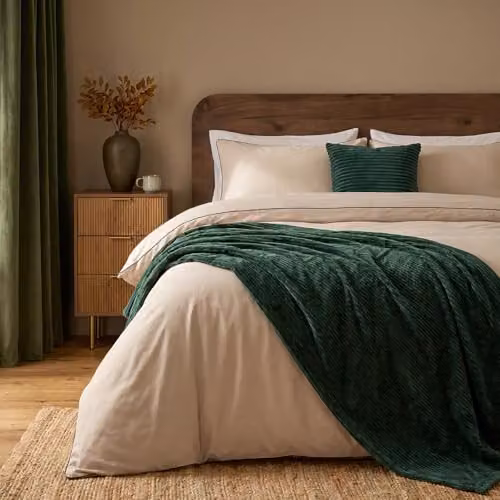 OHS Green Faux Fur Ribbed Fleece Throw Blanket, W/D/H: 125 x 150 cm – 6