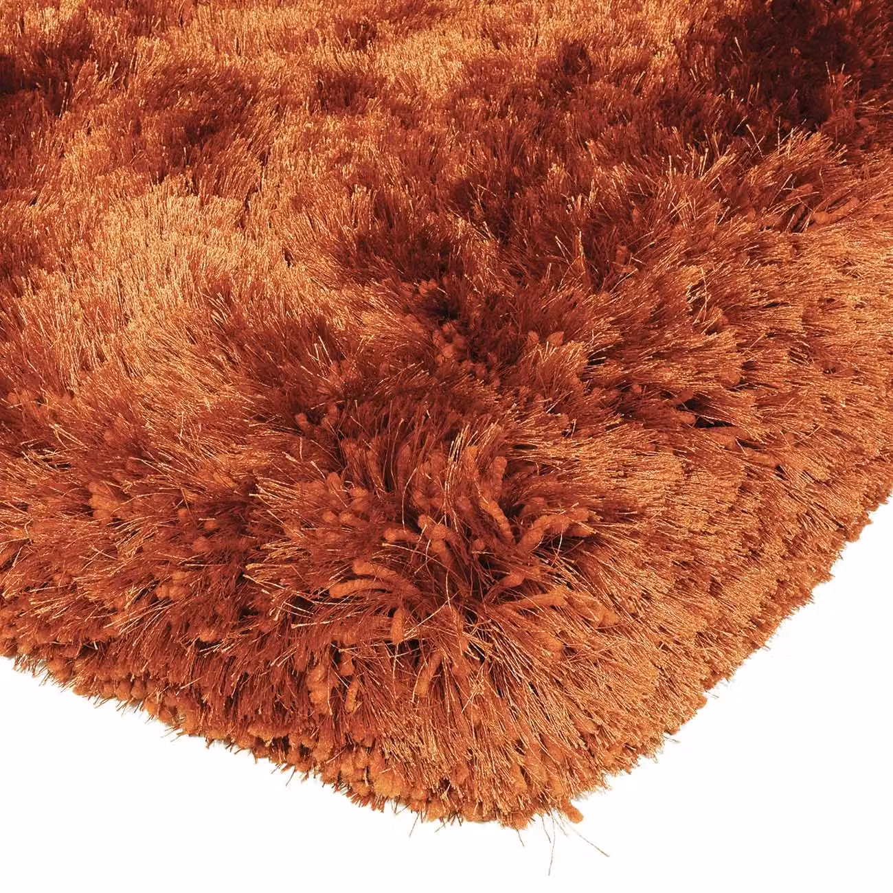 The Rug Shop UK Handmade Plain Shaggy Sparkle Luxurious Anti-Shed Area Rug in Orange, W: 120 cm, L: 170 cm – 2