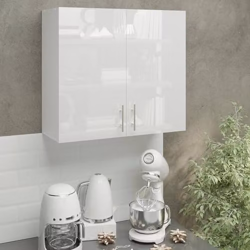 JD Greta Modern White Gloss Kitchen Wall Unit with Hinged Doors, W/D/H: 80.0 x 31.3 x 72.0 cm – 2