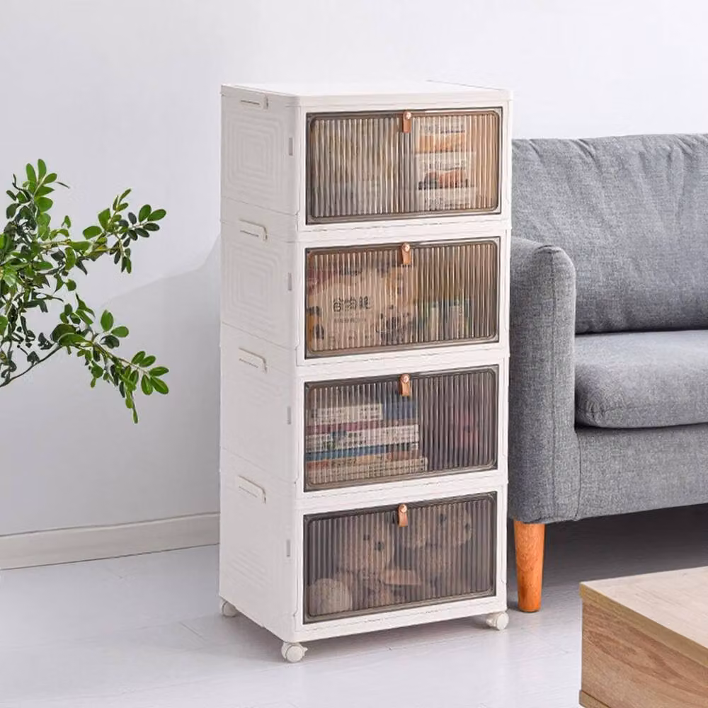 ERGOVEXA 4 Tier Slim Plastic Storage Drawer Tower Unit in White, W/D/H: 28.0 x 39.0 x 78.5 cm – 3