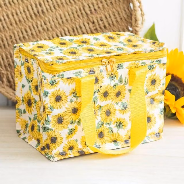 Uniqueful Sunflower Print Lunch Bag in Yellow