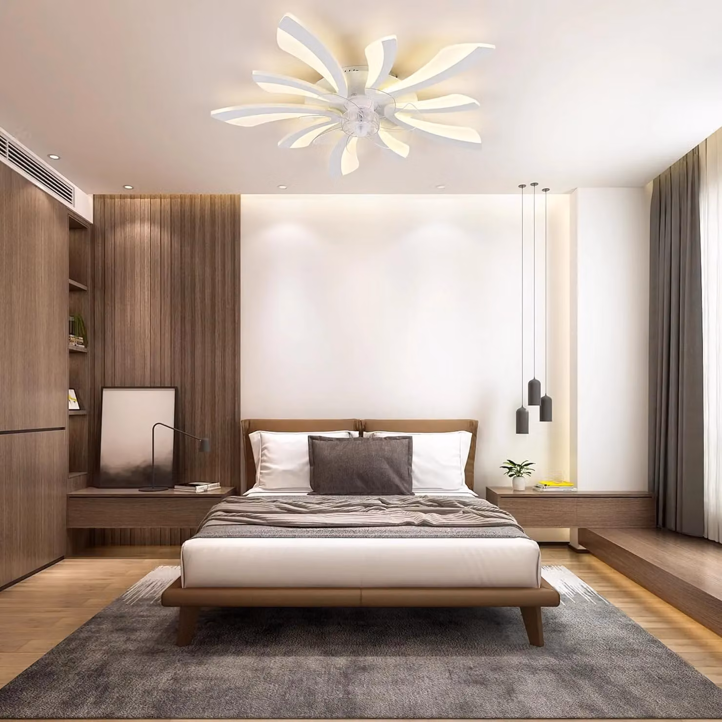 Garwarm Dimmable LED Ceiling Fan with Lights and Remote Control in White – 5